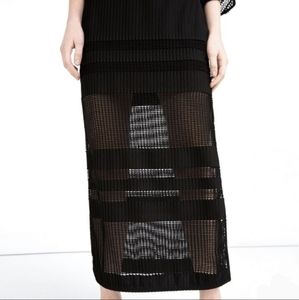 Zara Basic Collection Pleated Mesh Skirt